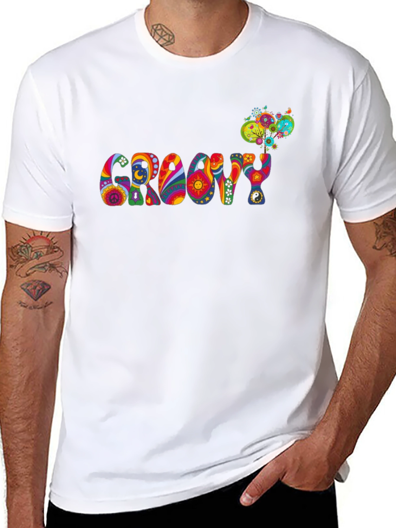 Groovy Psychedelic Patterned Black T-Shirt
