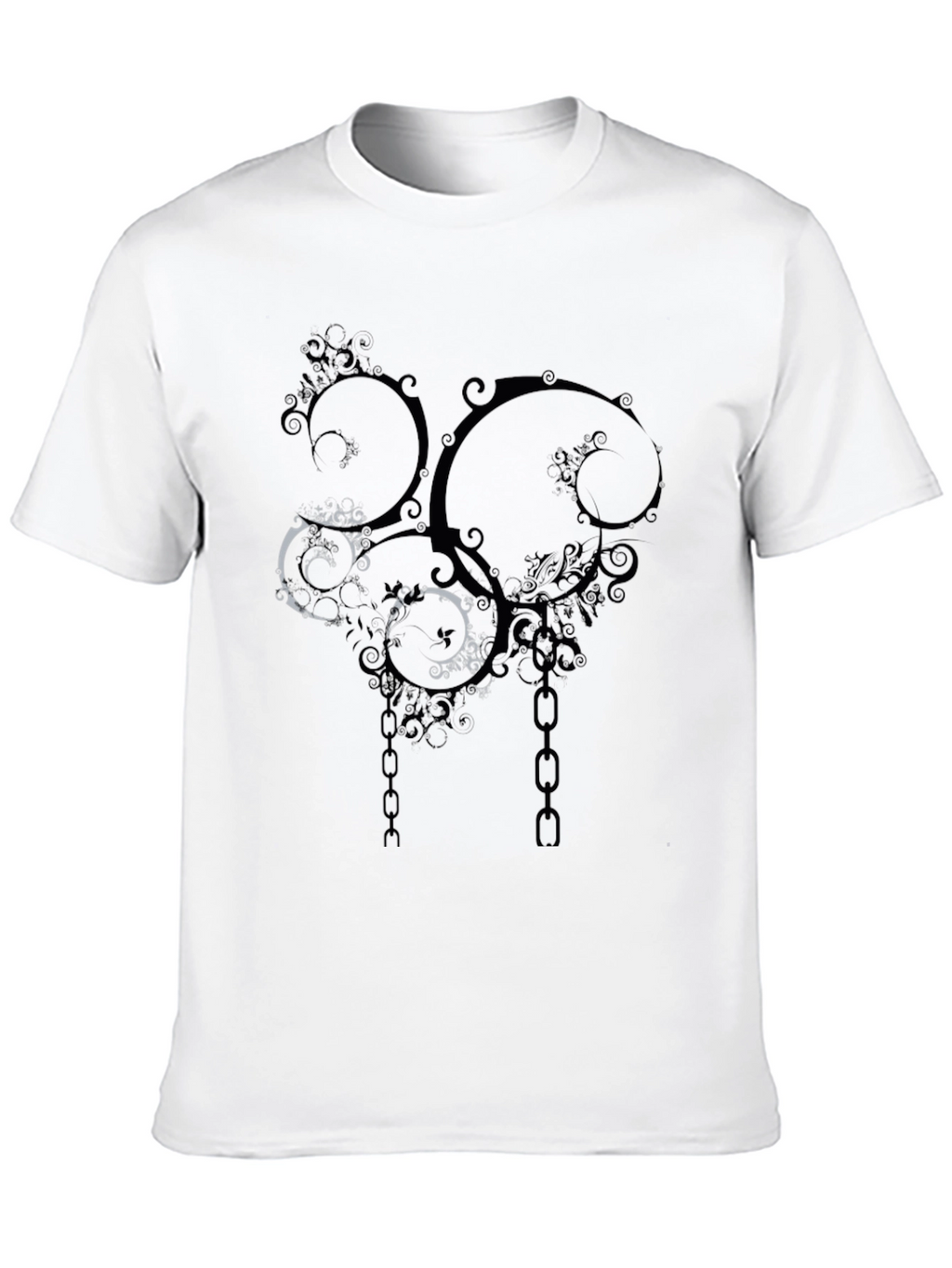 Abstract Swirls & Chains Black Graphic Tee