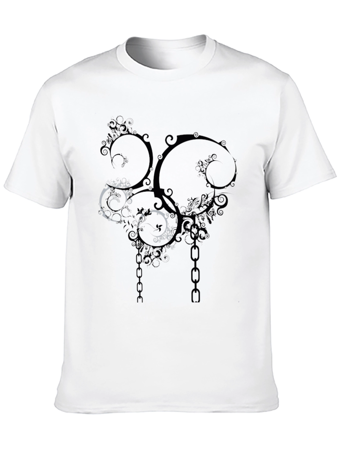 Abstract Swirls & Chains Black Graphic Tee