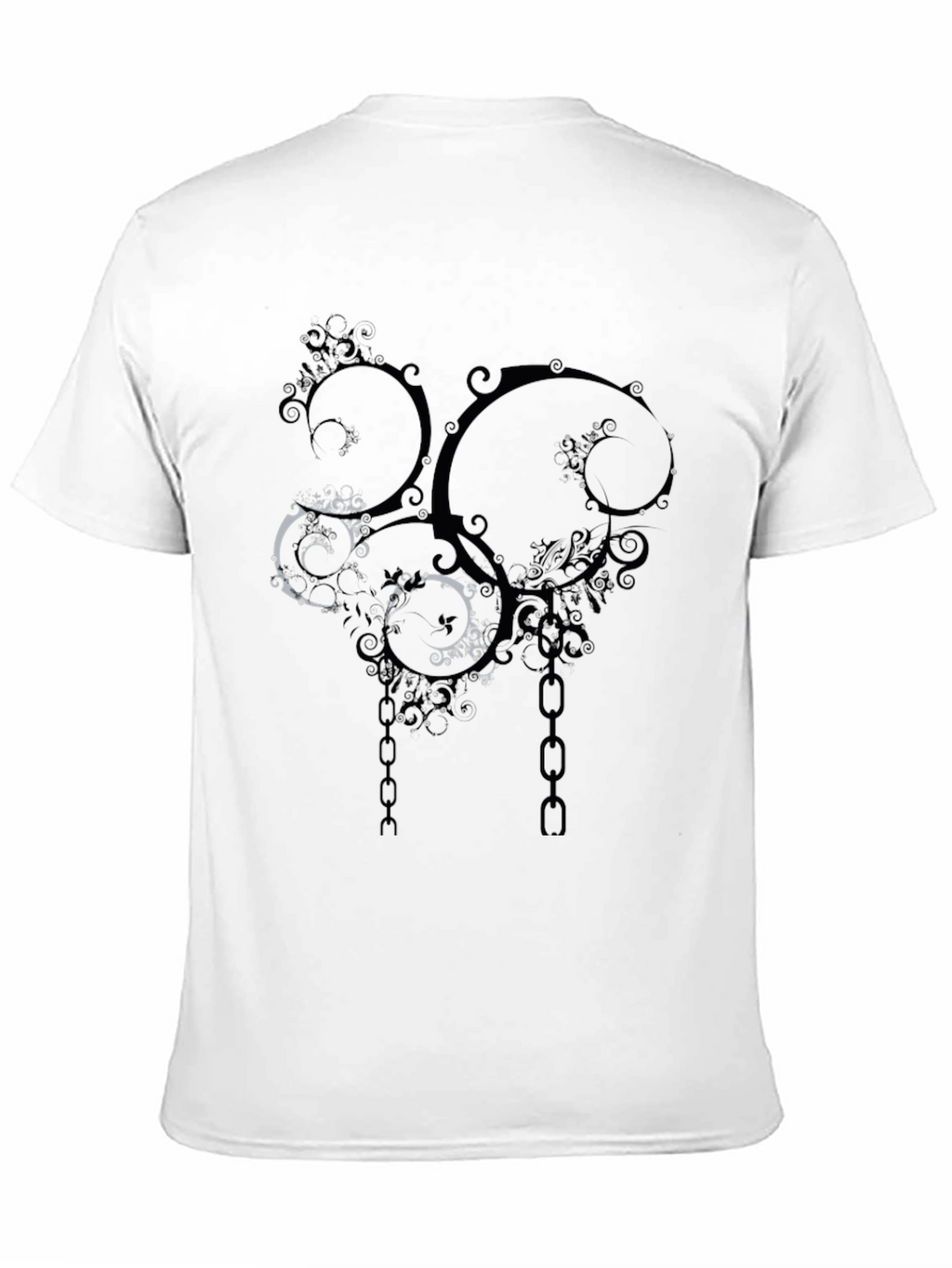 Abstract Swirls & Chains Black Graphic Tee