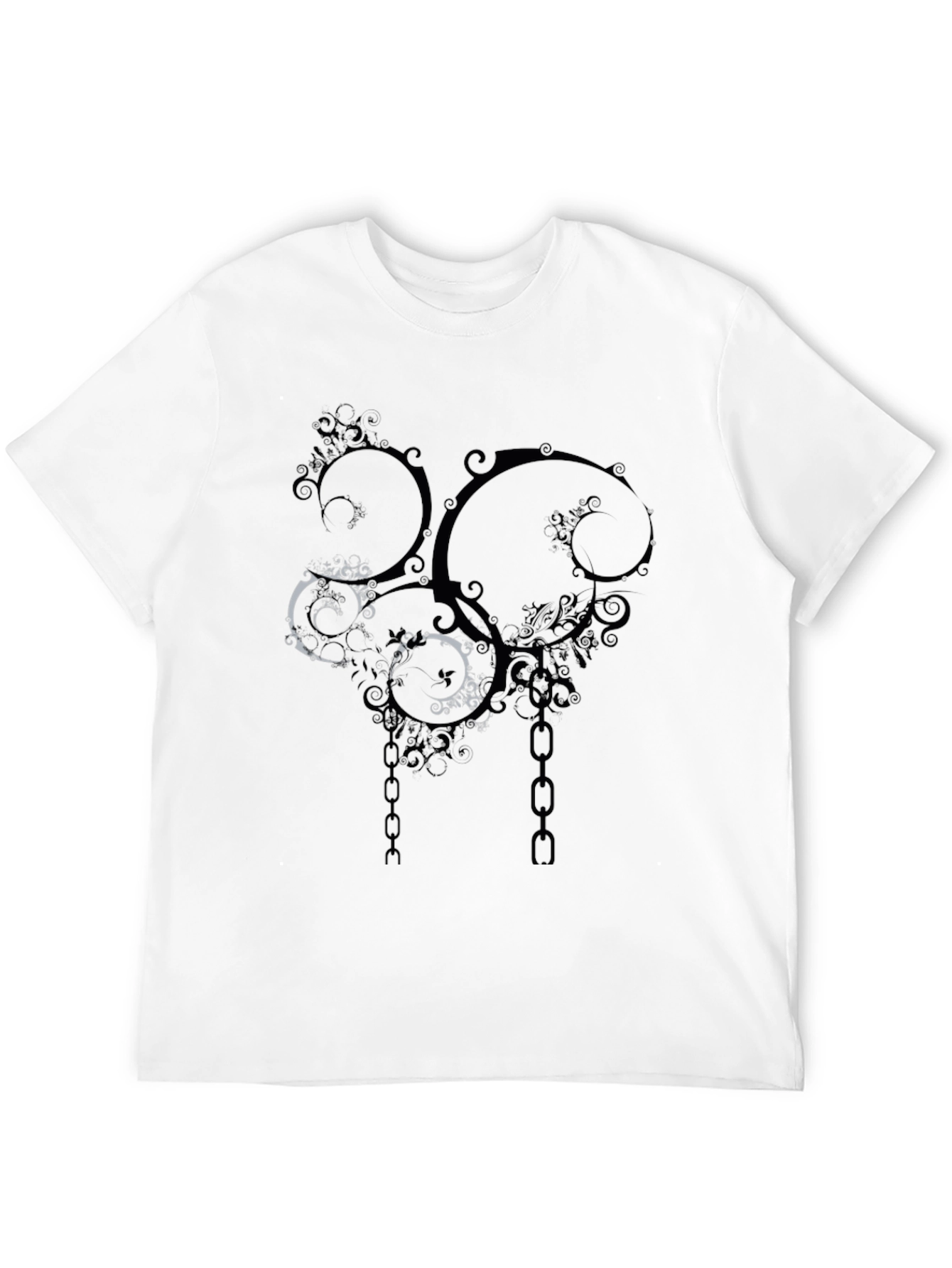 Abstract Swirls & Chains Black Graphic Tee