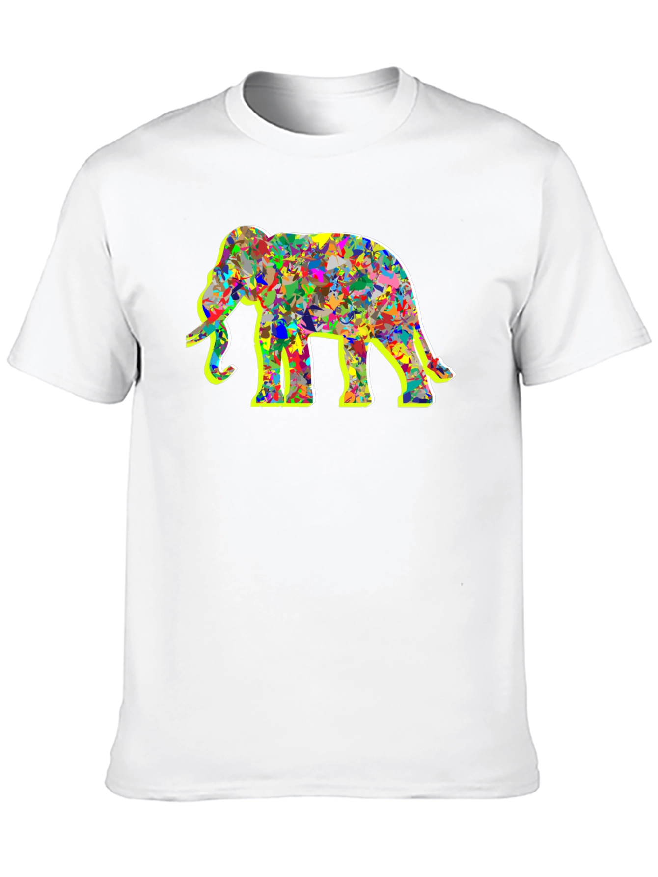 Abstract Elephant Graphic Tee - Black Cotton Shirt