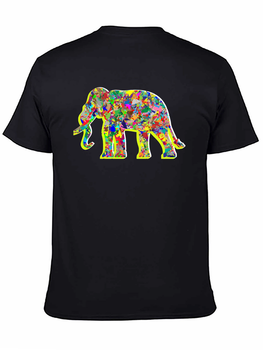 Abstract Elephant Graphic Tee - Black Cotton Shirt
