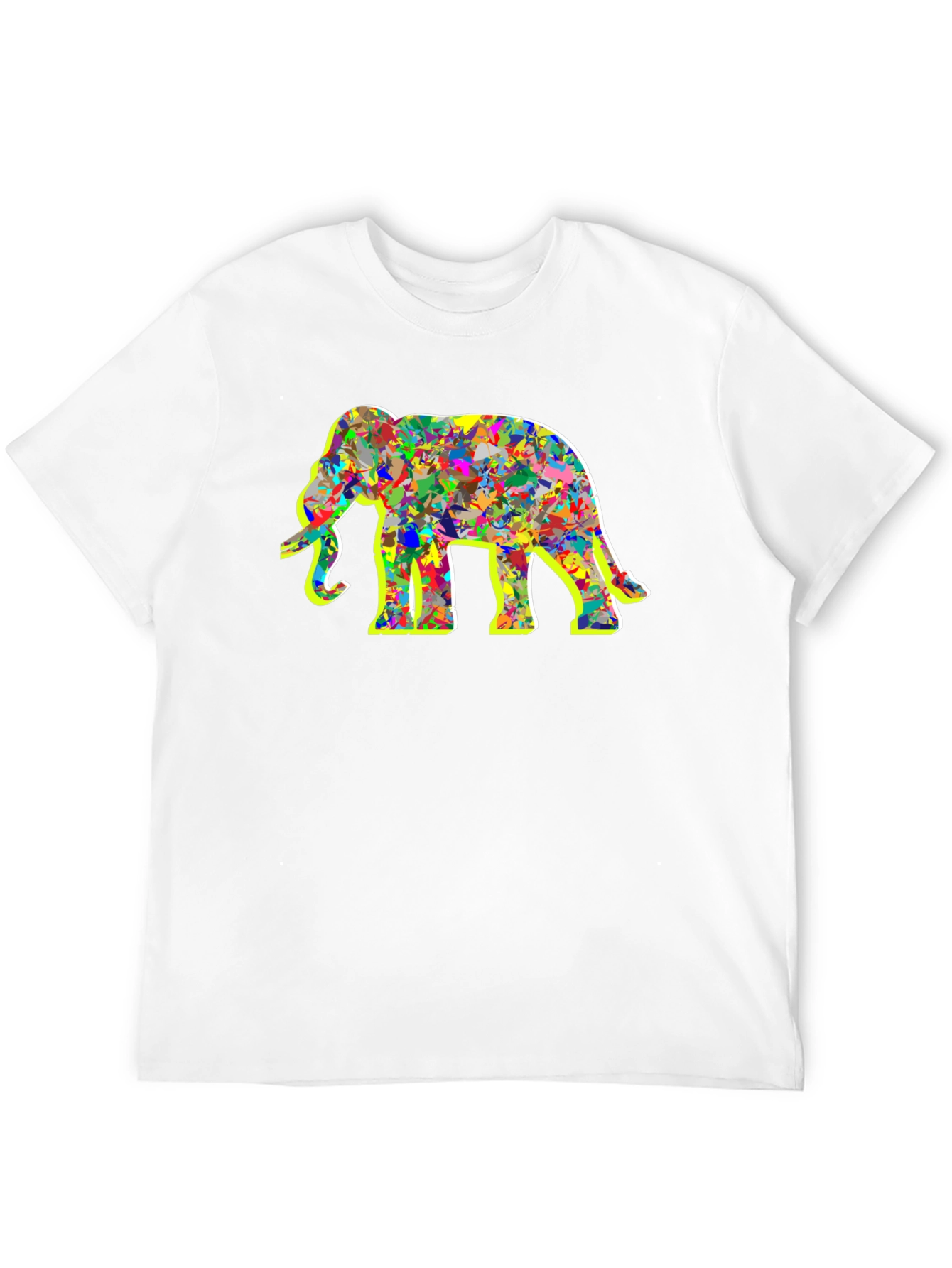 Abstract Elephant Graphic Tee - Black Cotton Shirt
