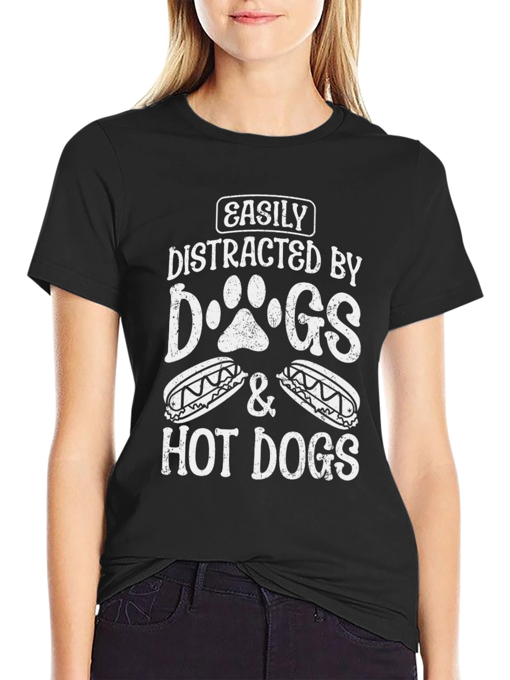 Easily Distracted by Dogs & Hot Dogs T-Shirt