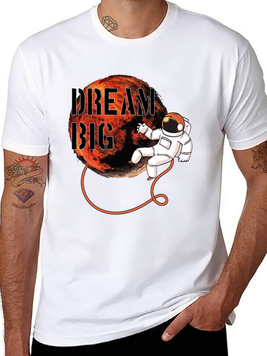 Dream Big Astronaut Graphic Black T-Shirt