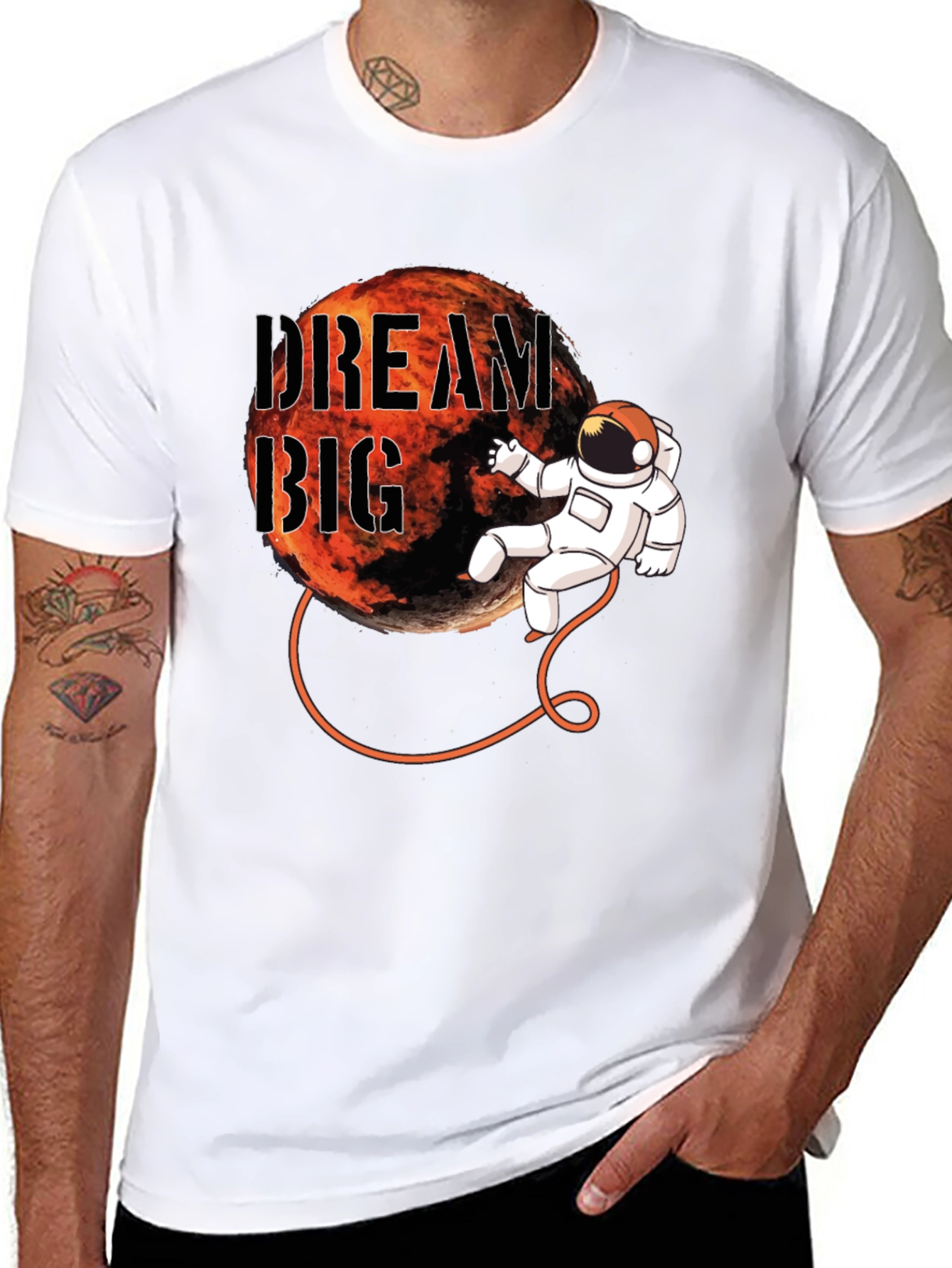 Dream Big Astronaut Graphic Black T-Shirt
