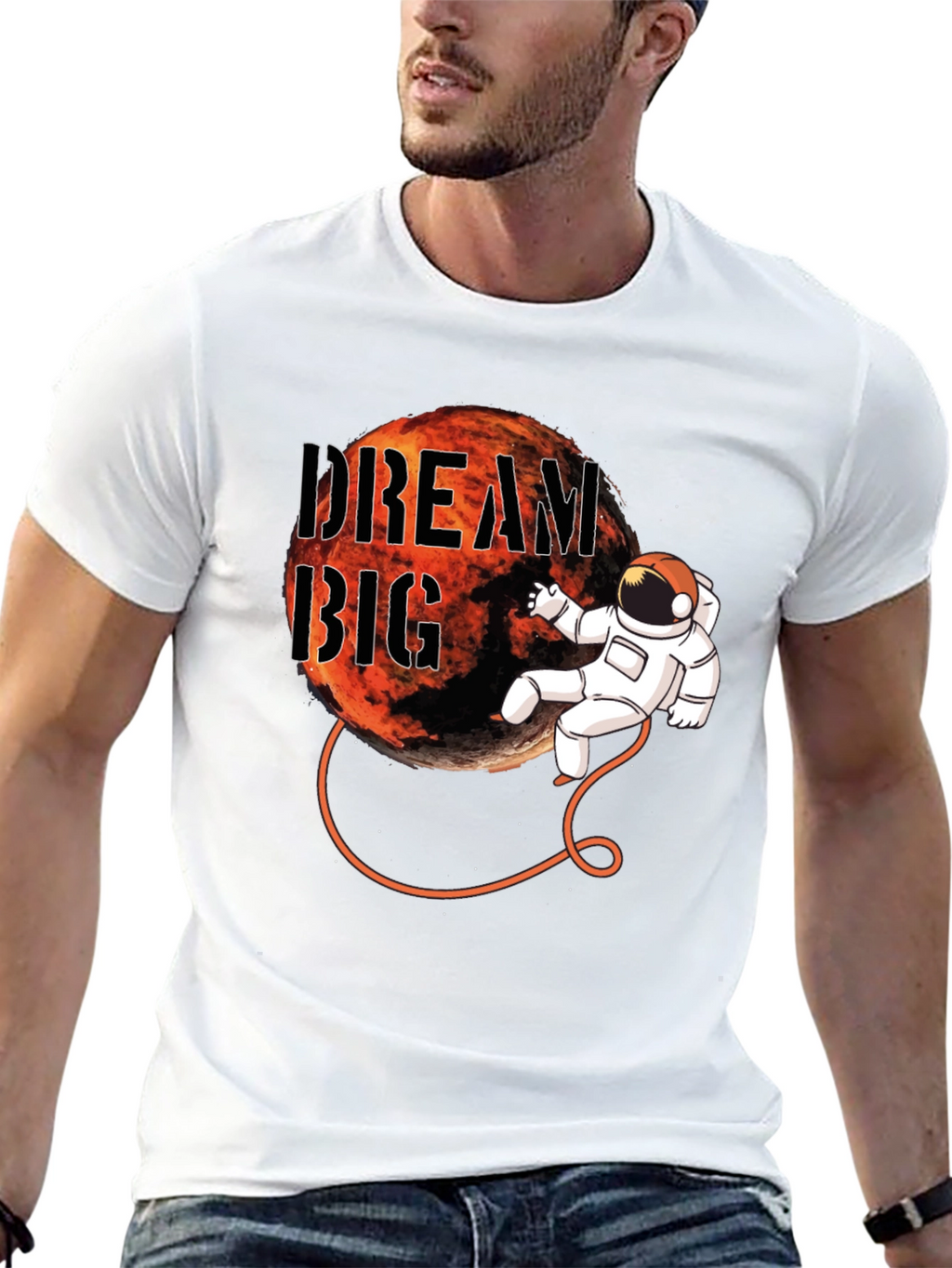 Dream Big Astronaut Graphic Black T-Shirt