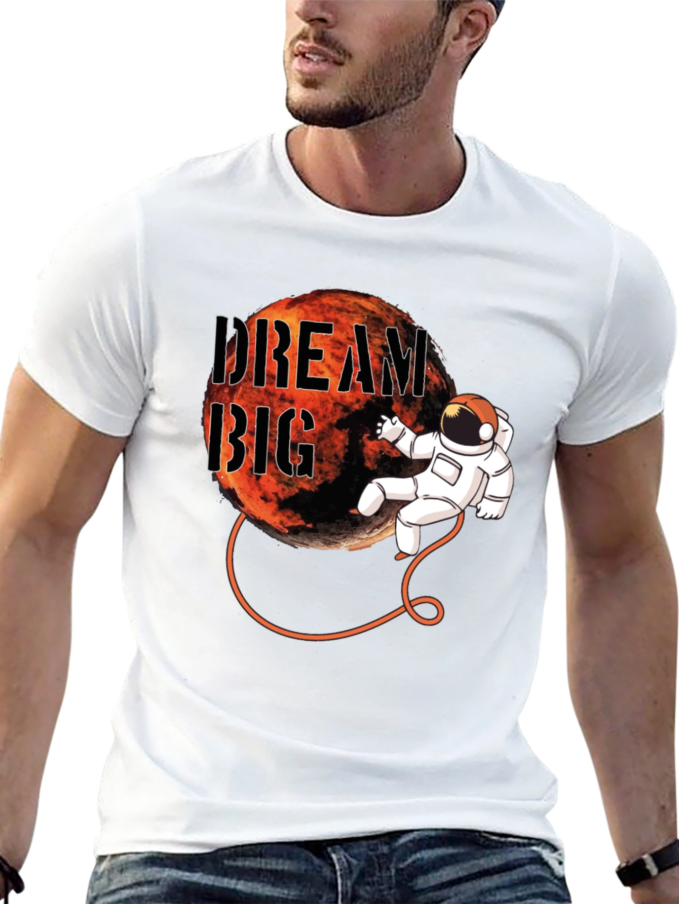Dream Big Astronaut Graphic Black T-Shirt
