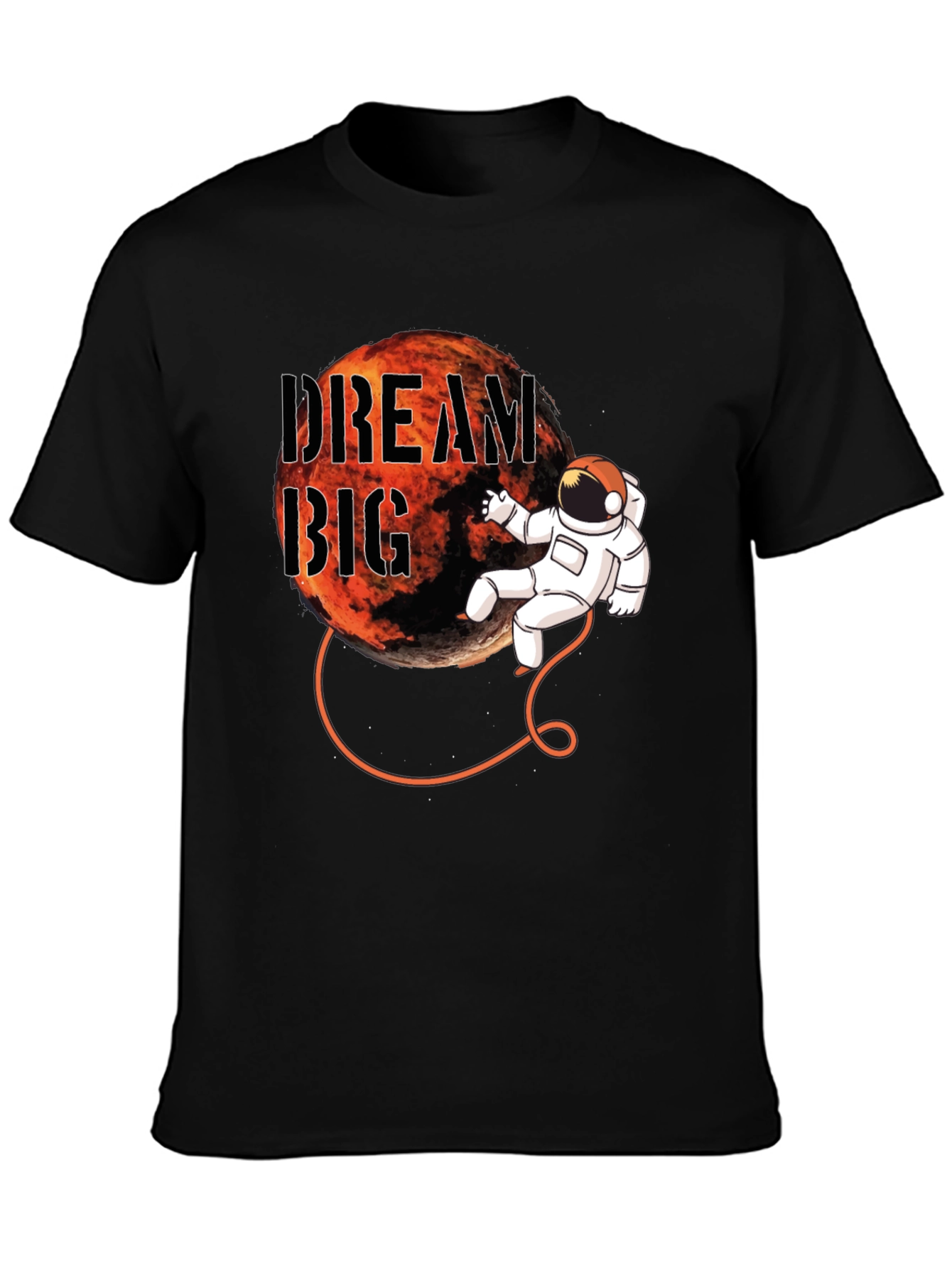 Dream Big Astronaut Graphic Black T-Shirt