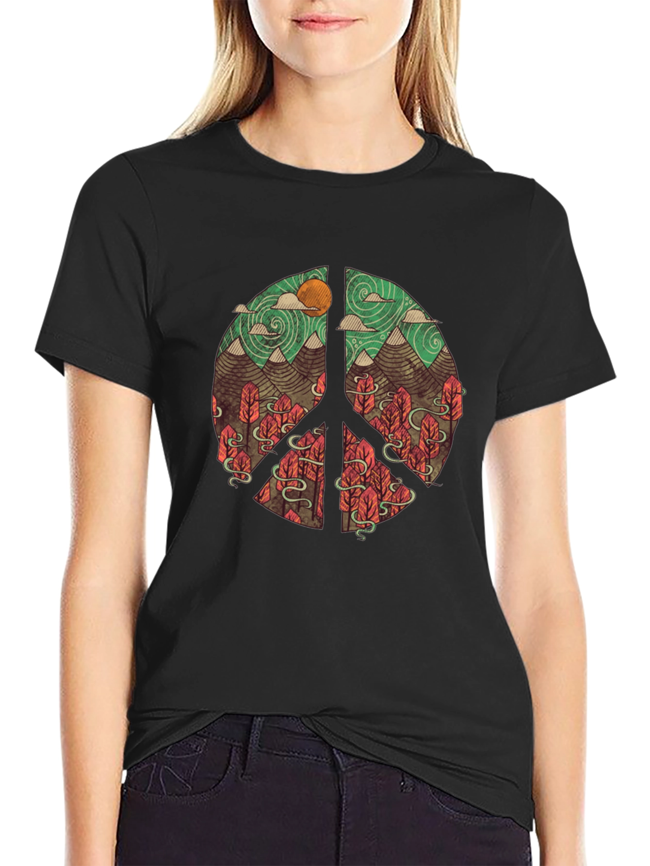 Nature Peace Sign Graphic T-Shirt
