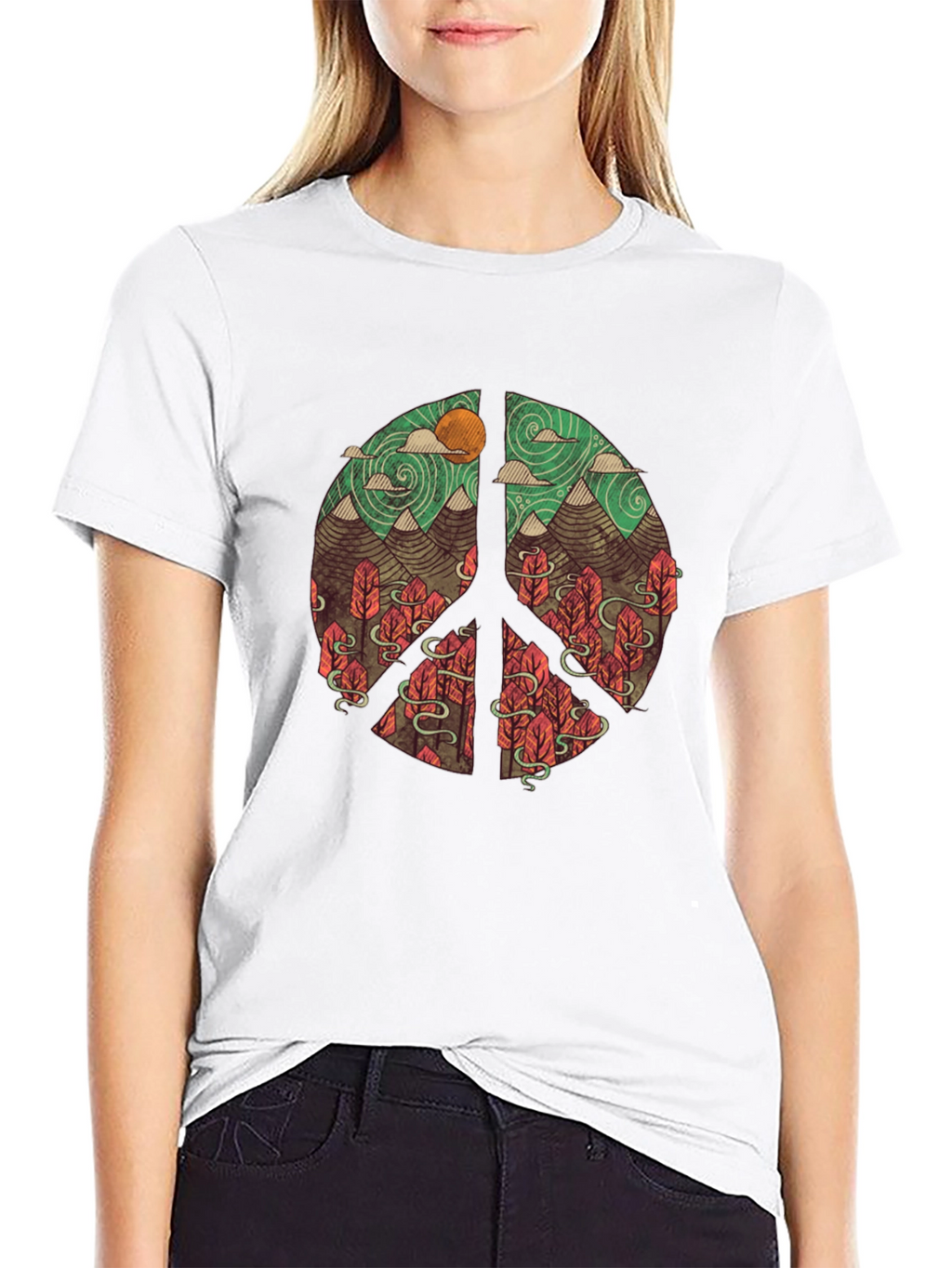 Nature Peace Sign Graphic T-Shirt
