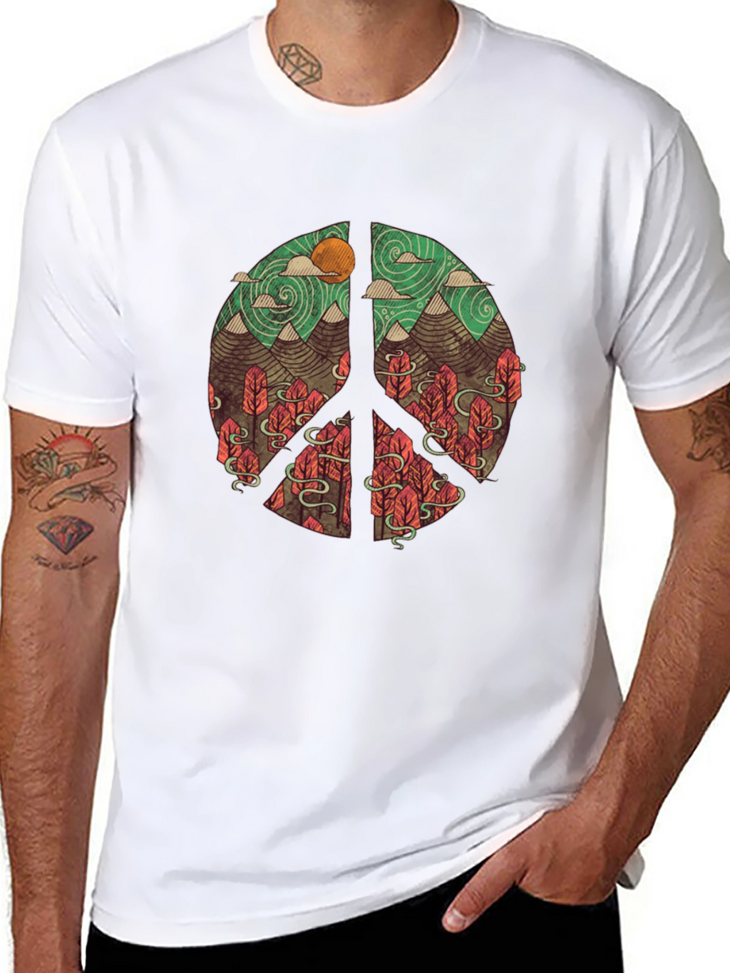 Nature Peace Sign Graphic T-Shirt