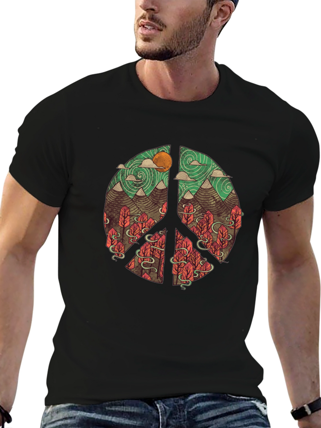 Nature Peace Sign Graphic T-Shirt