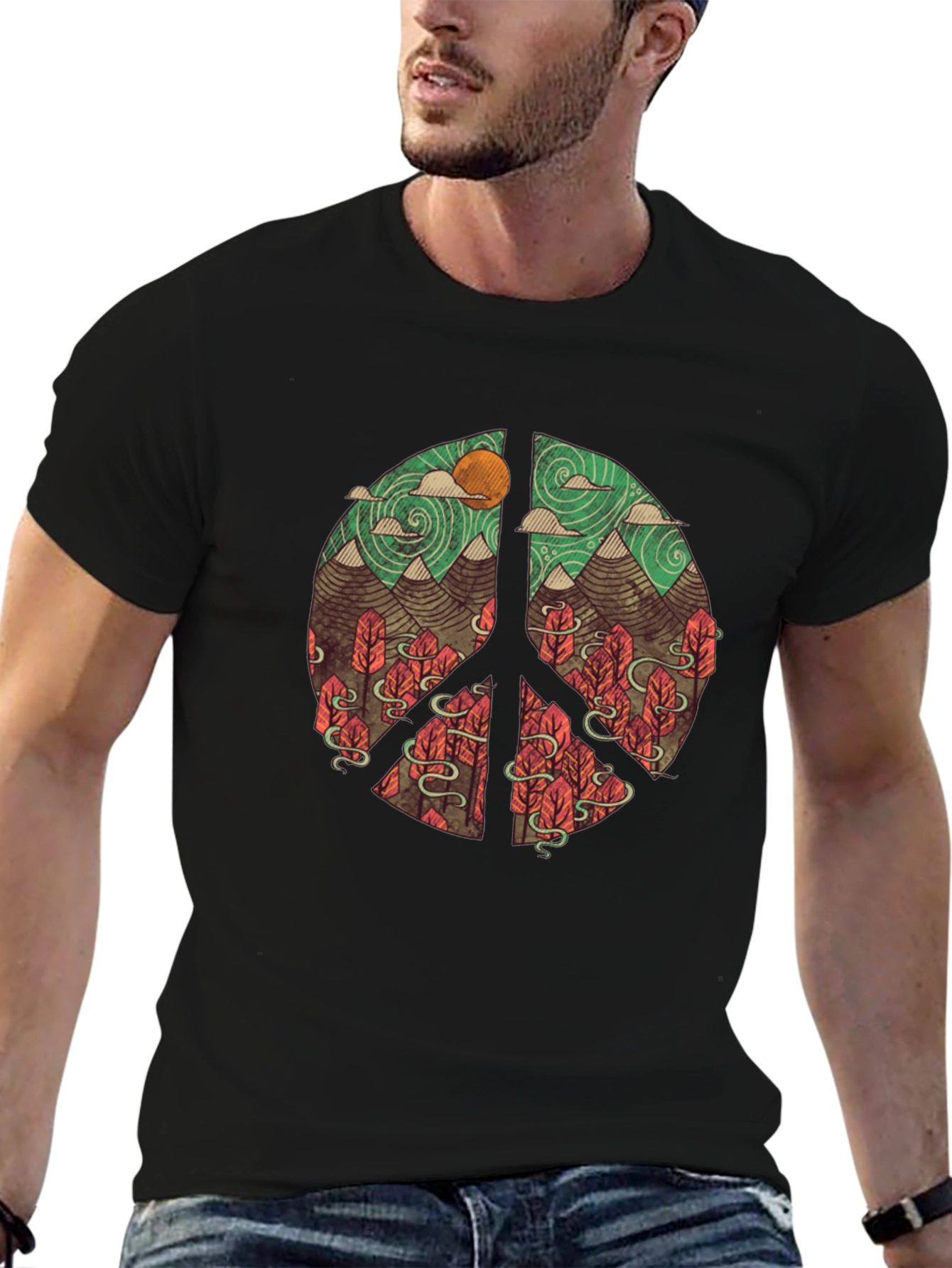 Nature Peace Sign Graphic T-Shirt