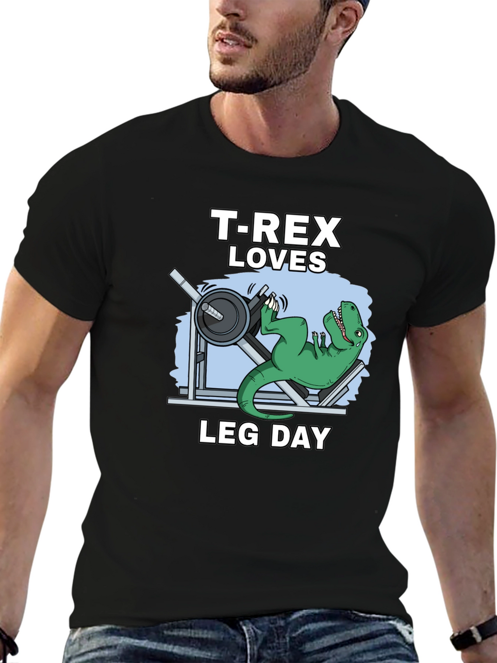 T-Rex Loves Leg Day Graphic T-Shirt