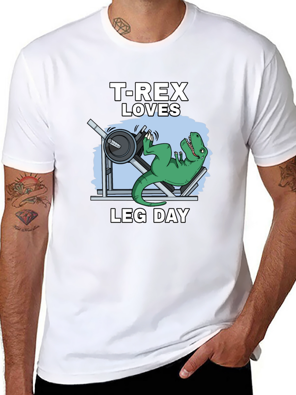 T-Rex Loves Leg Day Graphic T-Shirt