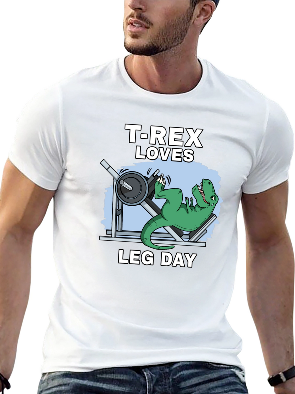 T-Rex Loves Leg Day Graphic T-Shirt