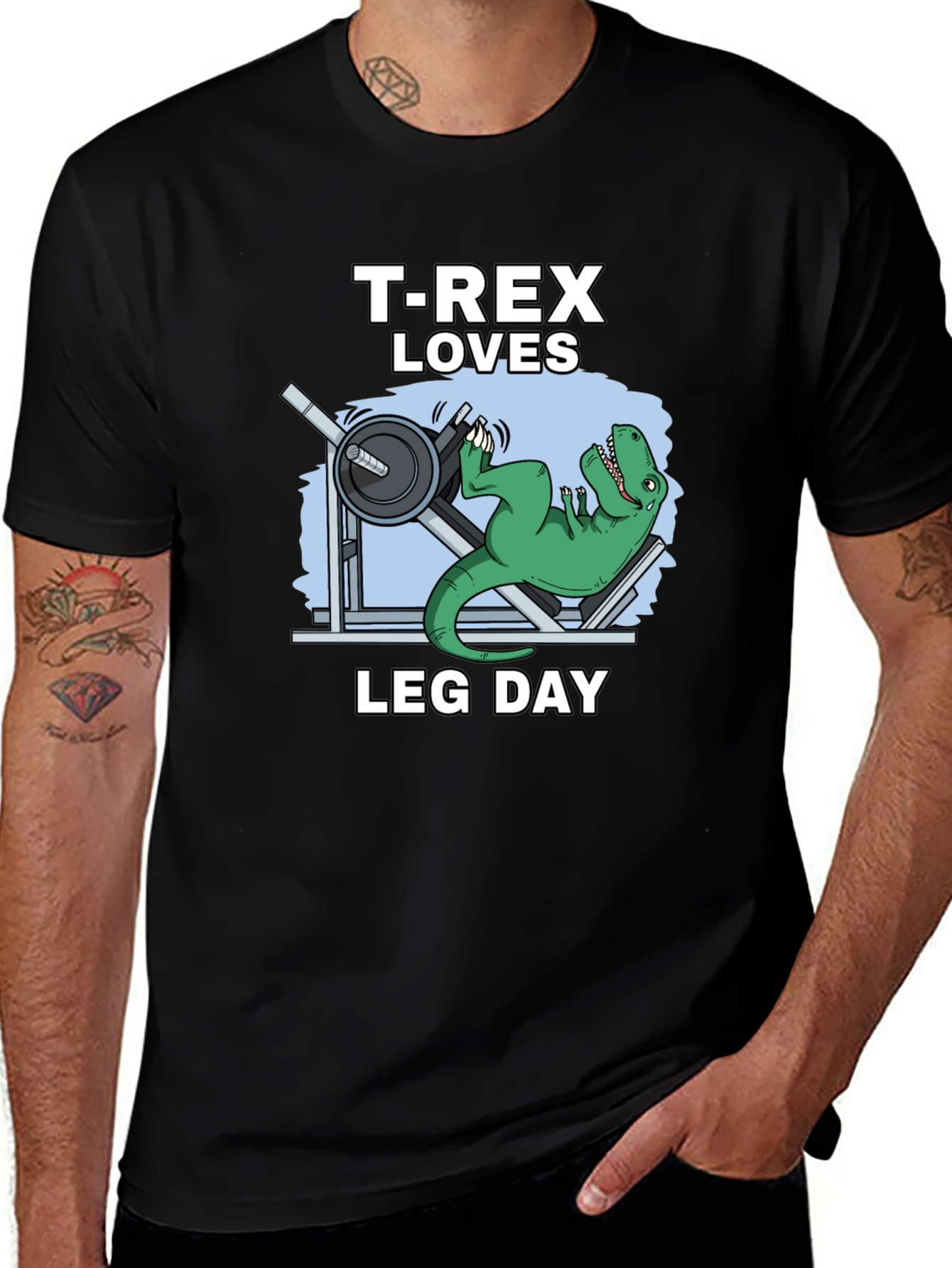 T-Rex Loves Leg Day Graphic T-Shirt