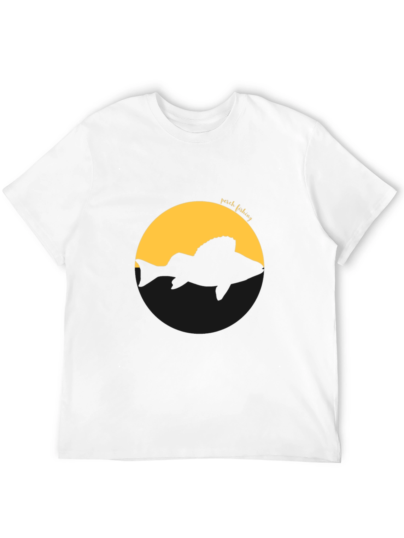 Perch Fishing Graphic Tee - Black Cotton T-Shirt