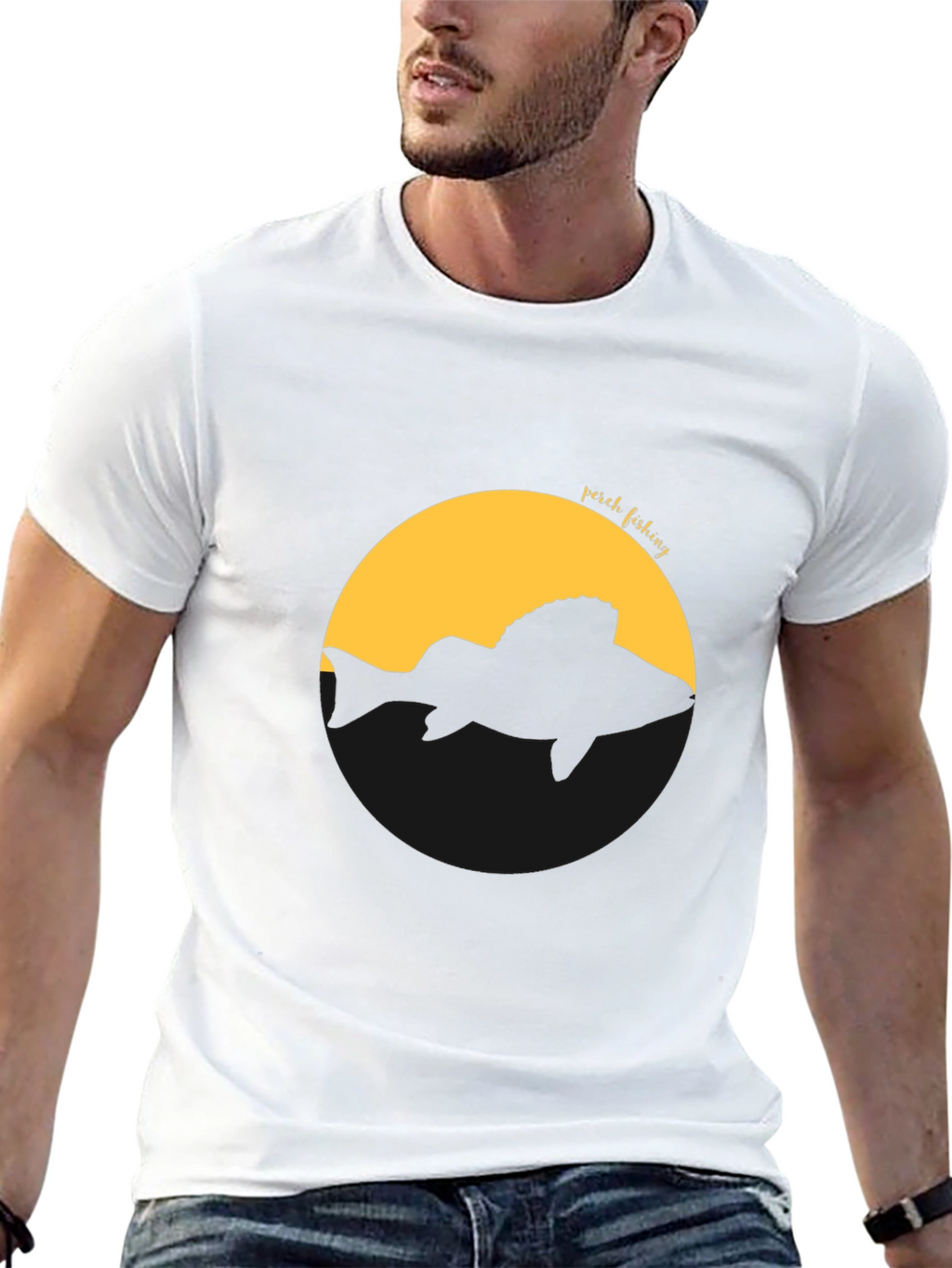 Perch Fishing Graphic Tee - Black Cotton T-Shirt