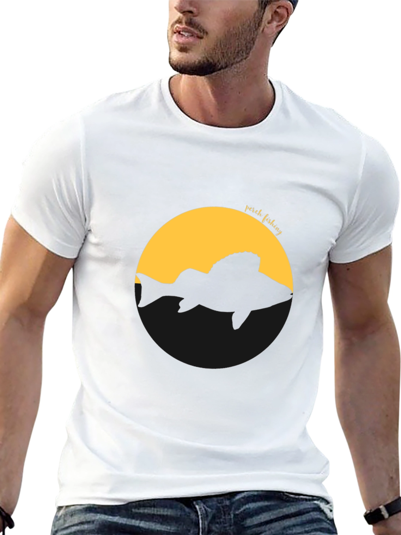 Perch Fishing Graphic Tee - Black Cotton T-Shirt