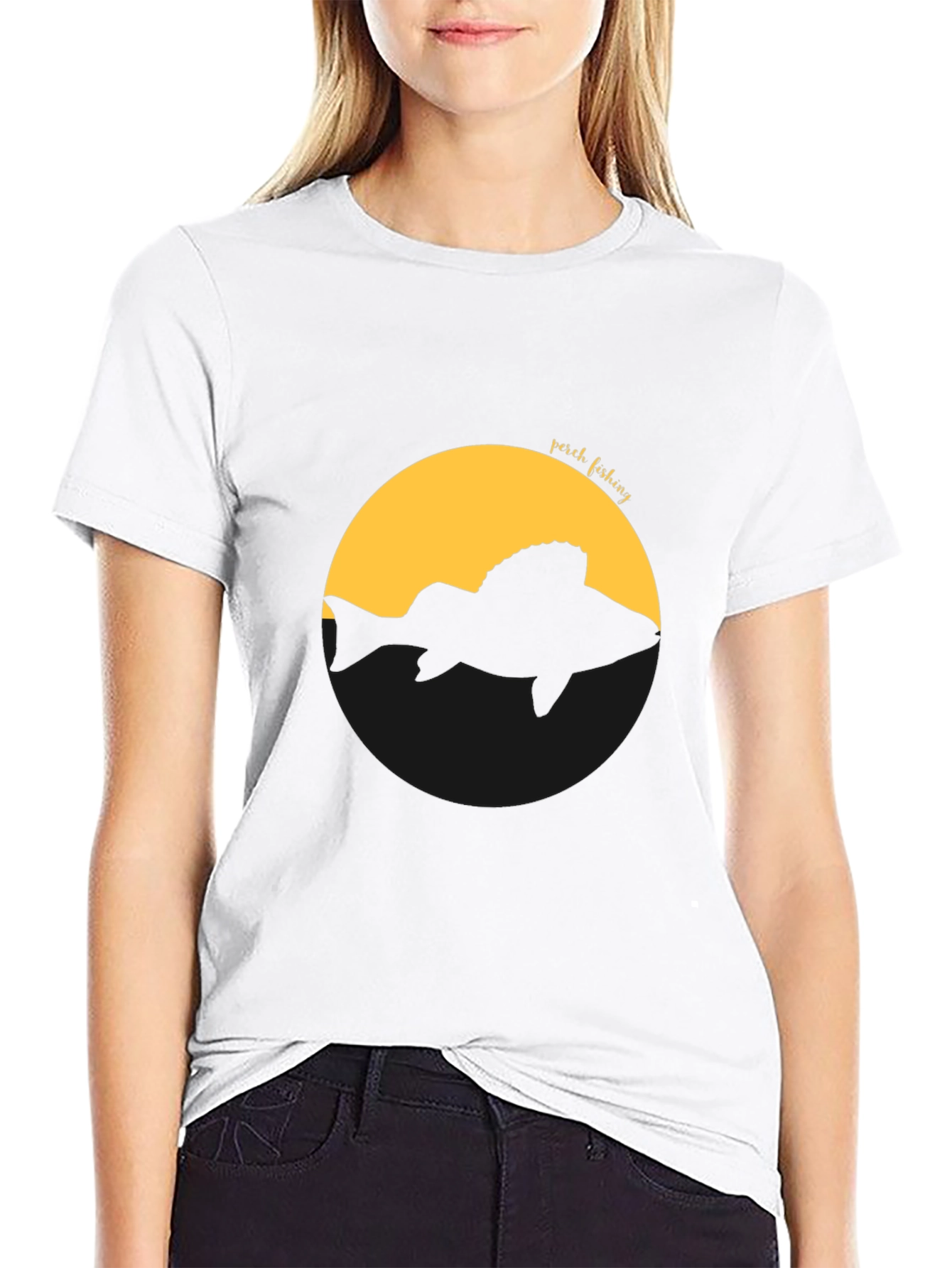 Perch Fishing Graphic Tee - Black Cotton T-Shirt