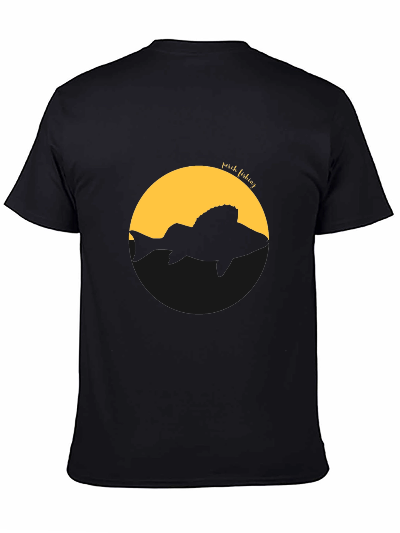 Perch Fishing Graphic Tee - Black Cotton T-Shirt