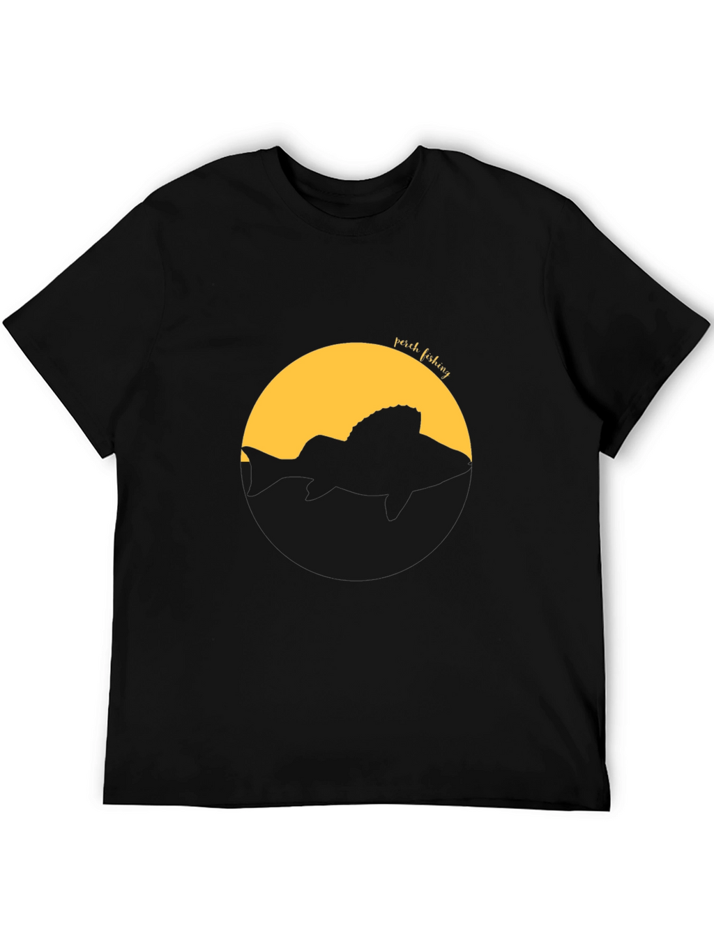 Perch Fishing Graphic Tee - Black Cotton T-Shirt