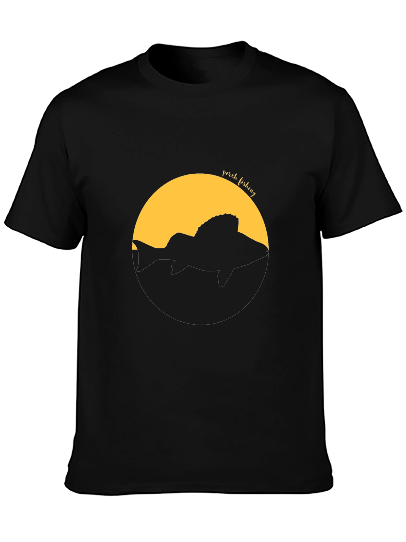 Perch Fishing Graphic Tee - Black Cotton T-Shirt
