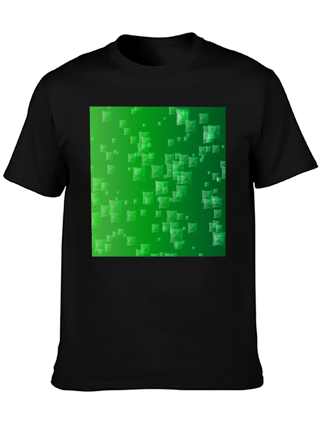 Stylish Black Tee with Green Square Design