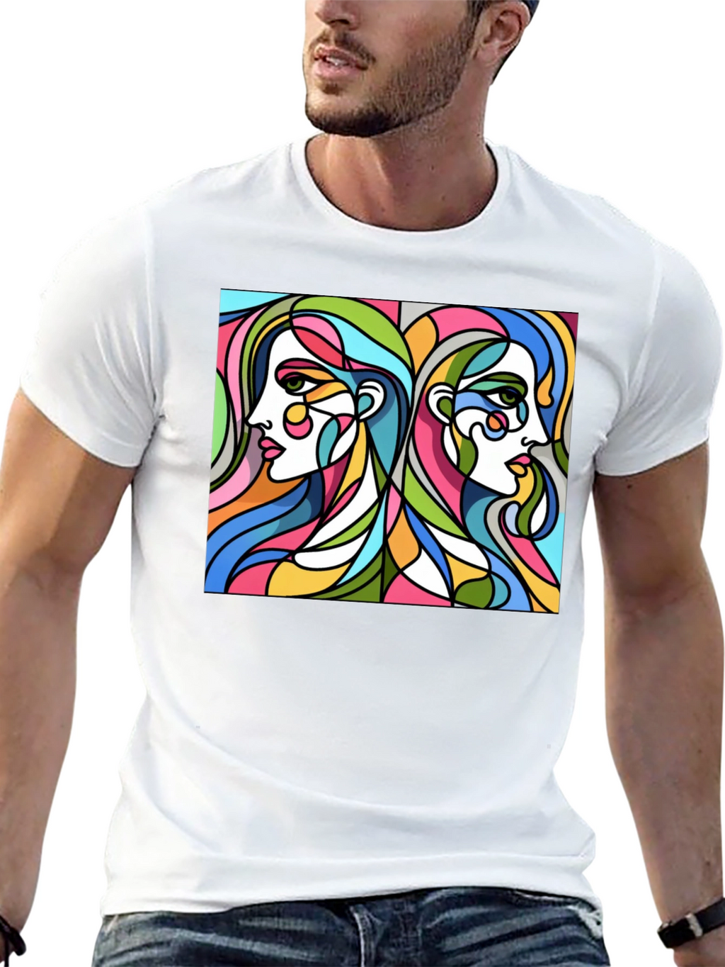Abstract Women Graphic Tee - Stylish Black T-Shirt