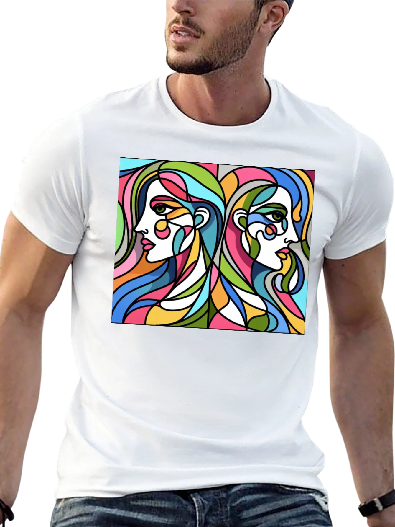 Abstract Women Graphic Tee - Stylish Black T-Shirt