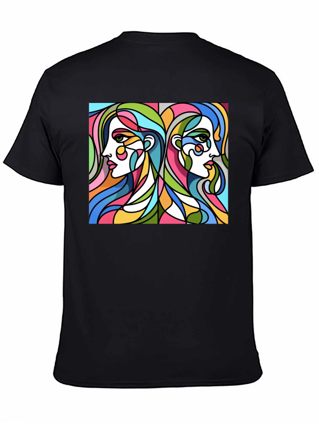 Abstract Women Graphic Tee - Stylish Black T-Shirt