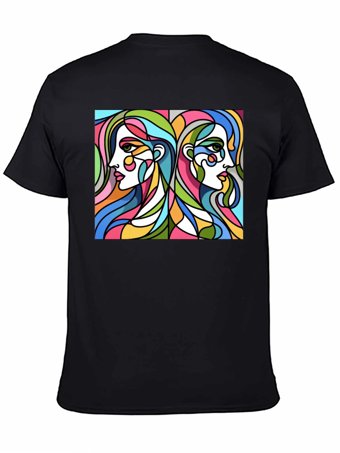 Abstract Women Graphic Tee - Stylish Black T-Shirt