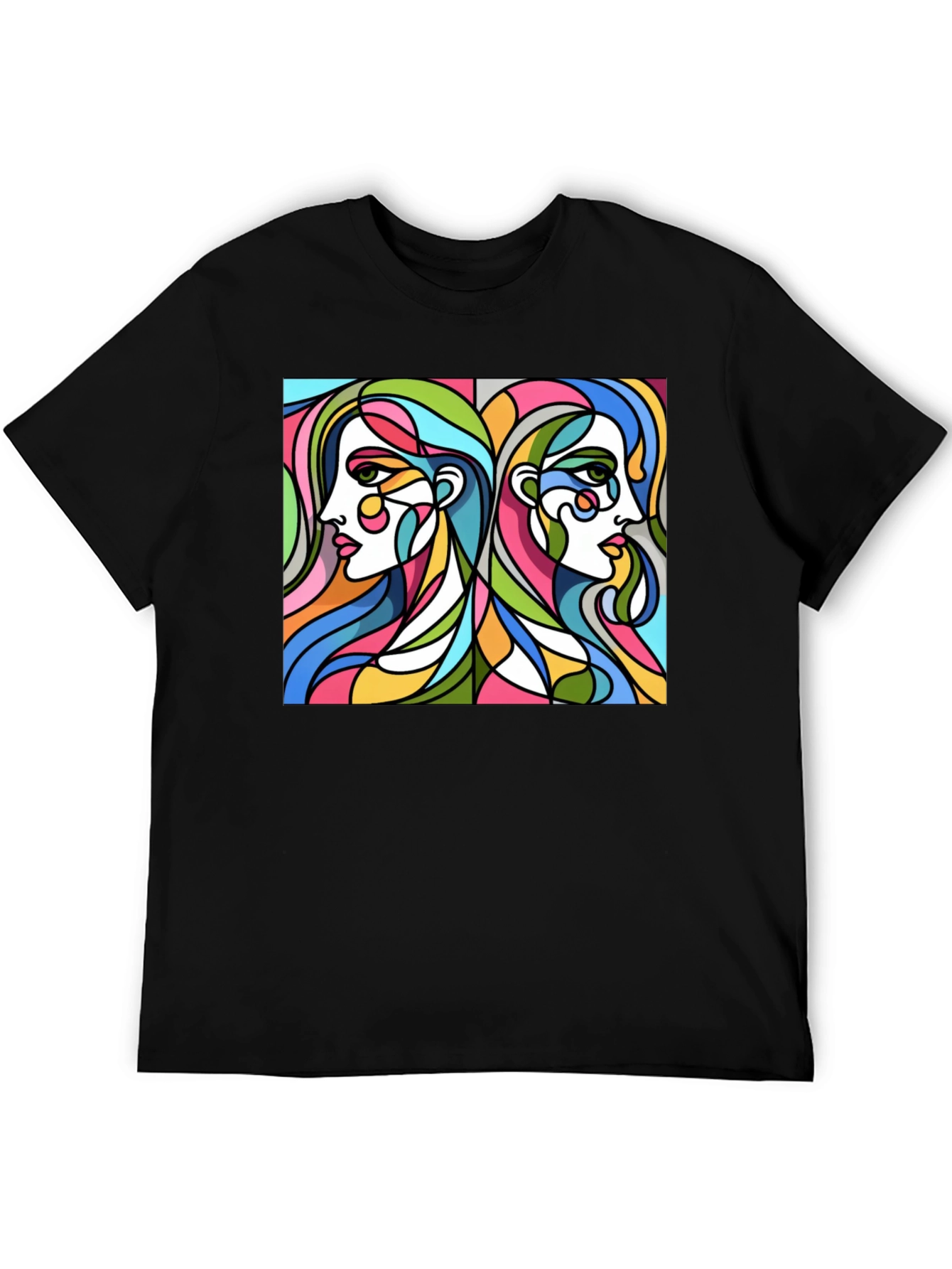 Abstract Women Graphic Tee - Stylish Black T-Shirt