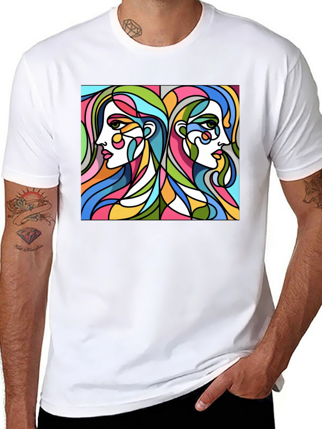 Abstract Women Graphic Tee - Stylish Black T-Shirt