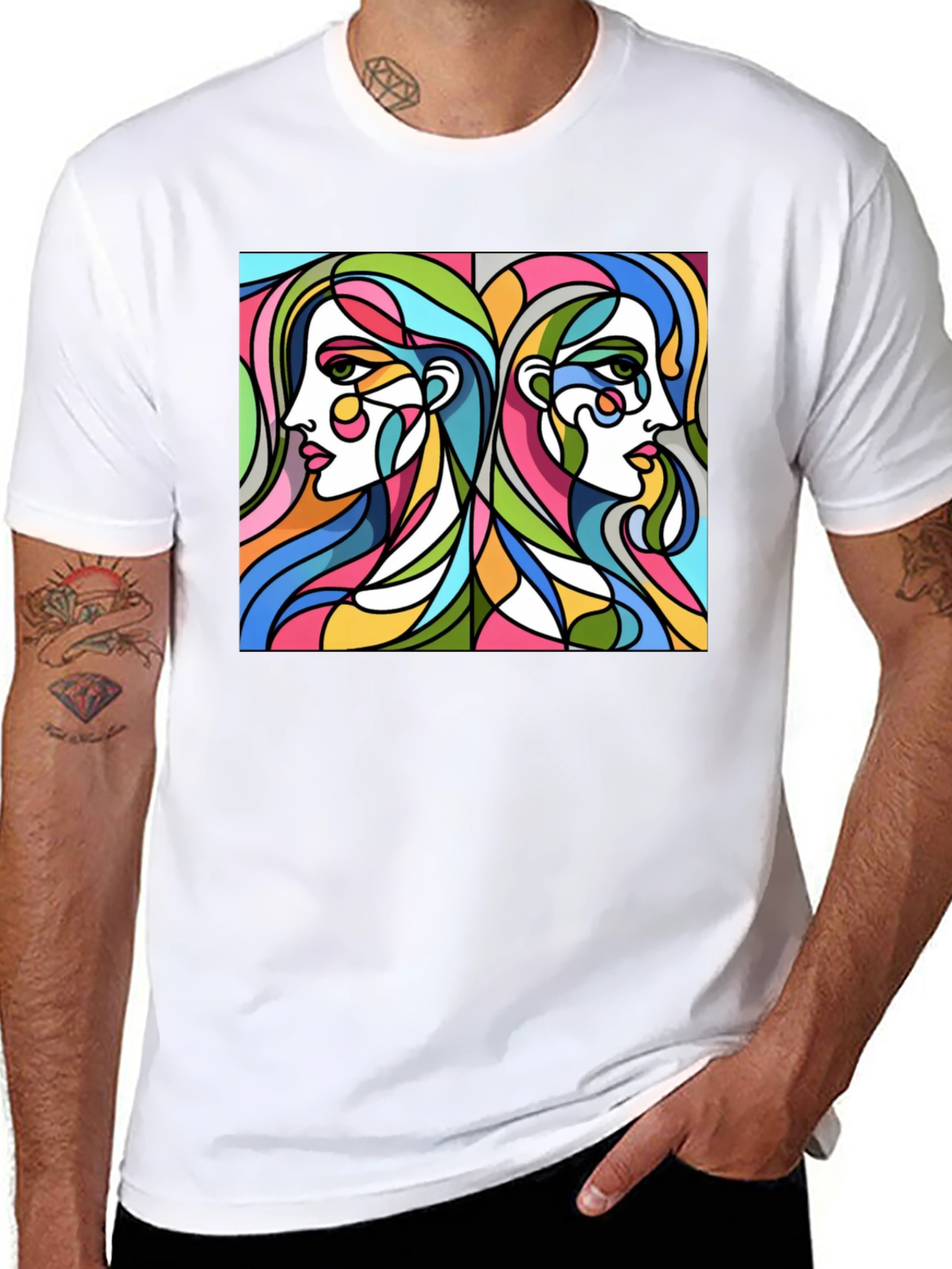 Abstract Women Graphic Tee - Stylish Black T-Shirt