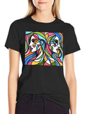 Abstract Women Graphic Tee - Stylish Black T-Shirt