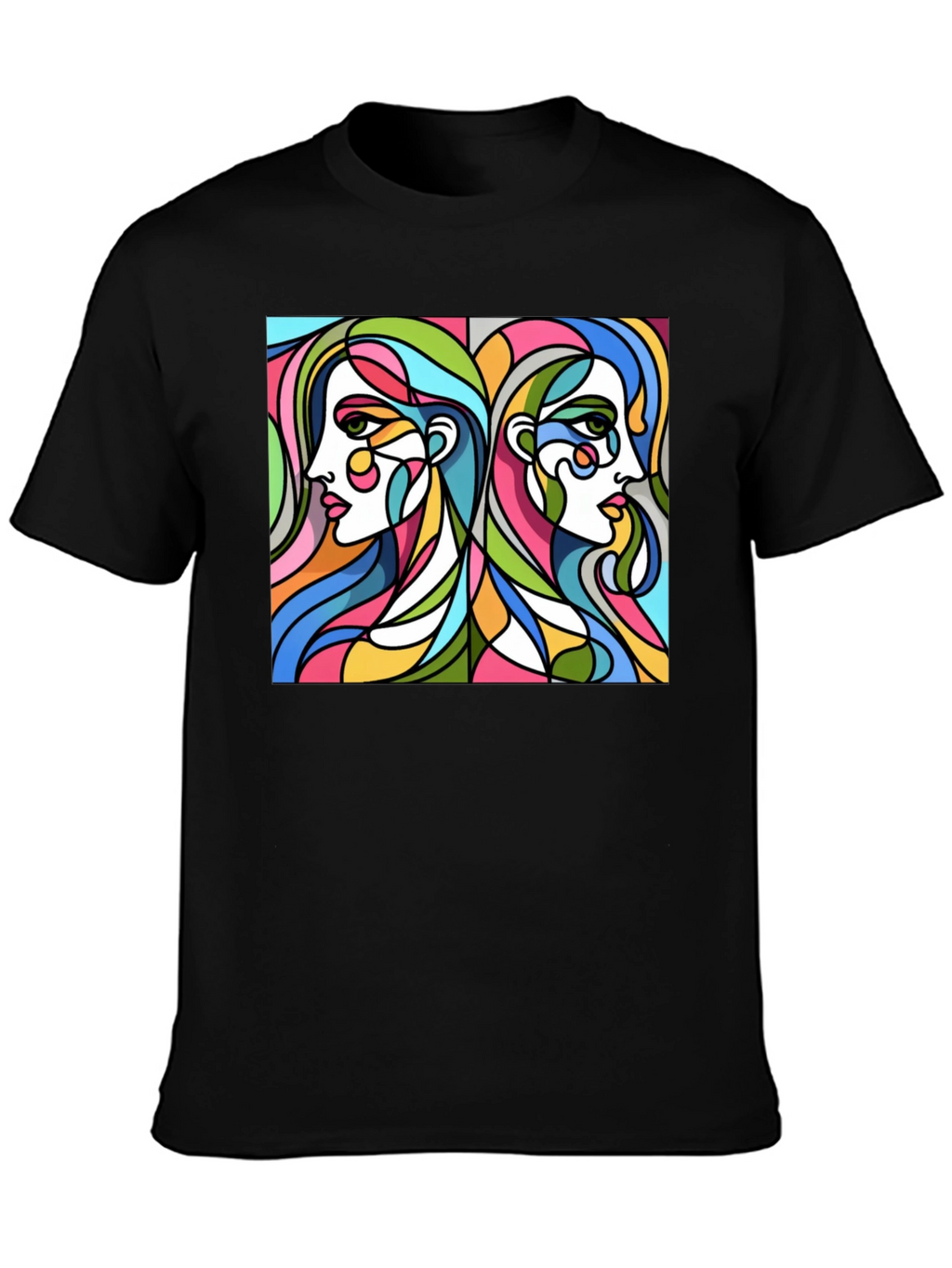 Abstract Women Graphic Tee - Stylish Black T-Shirt