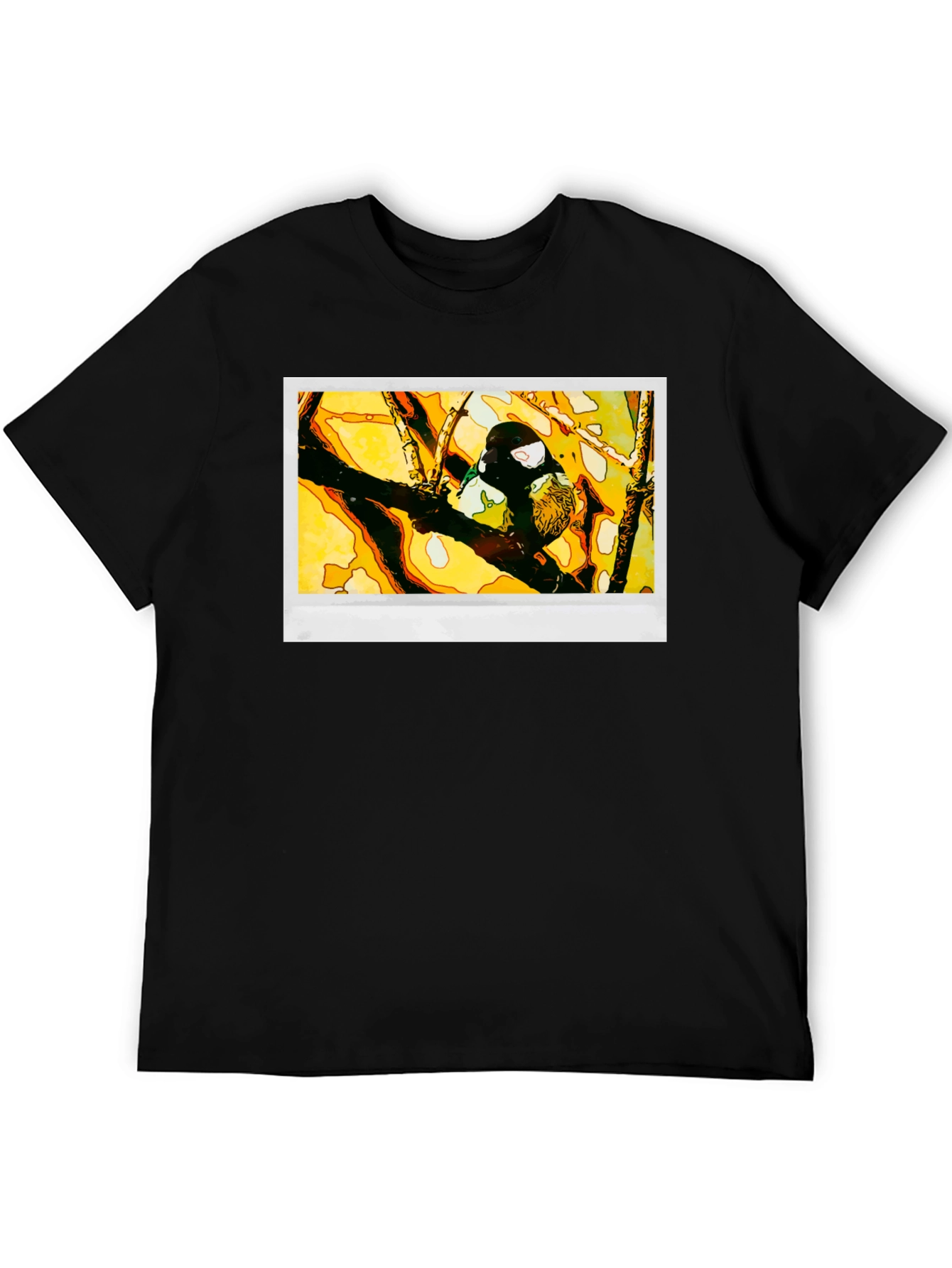 Bird on Branch Graphic T-Shirt - Black