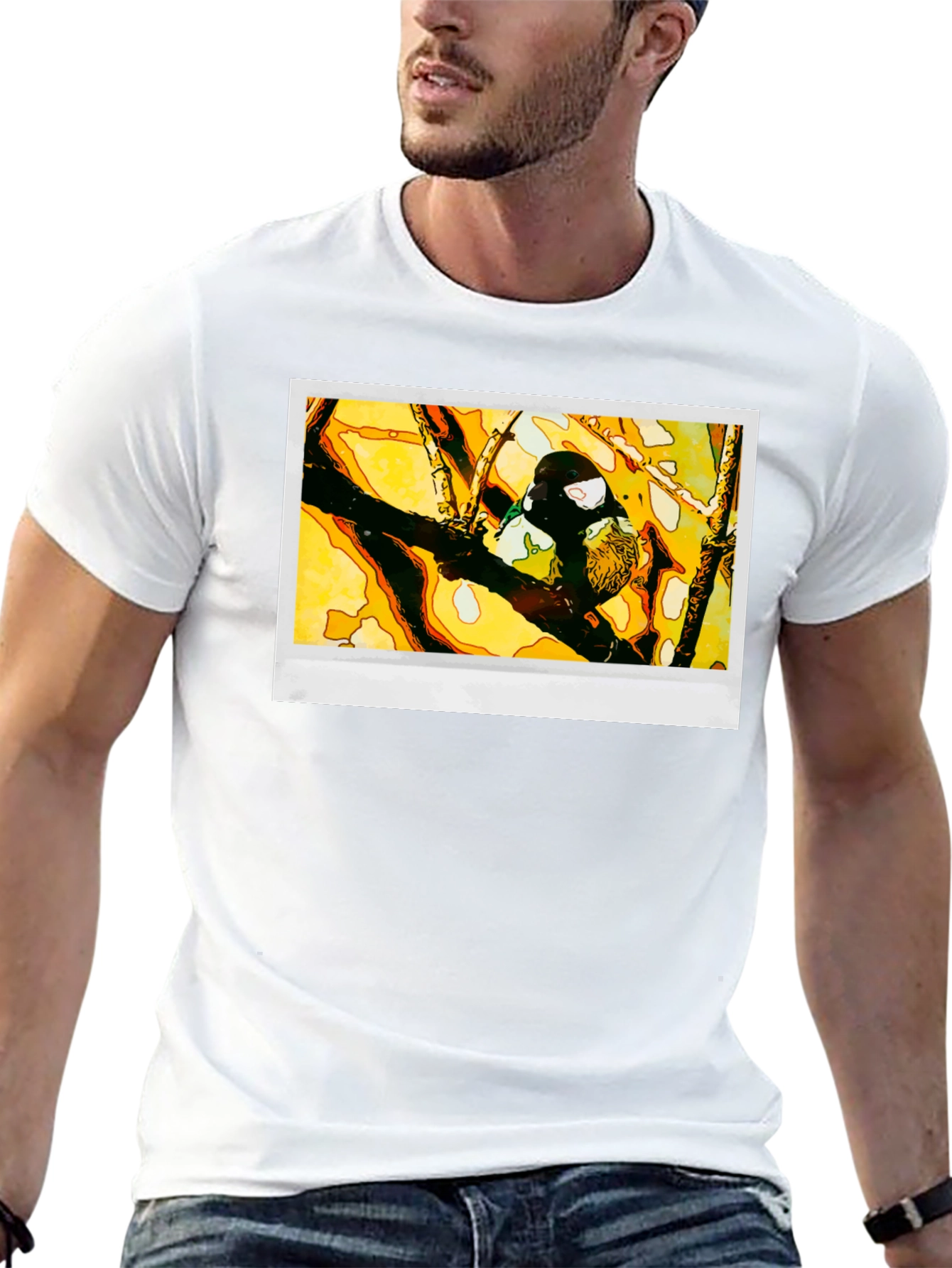 Bird on Branch Graphic T-Shirt - Black