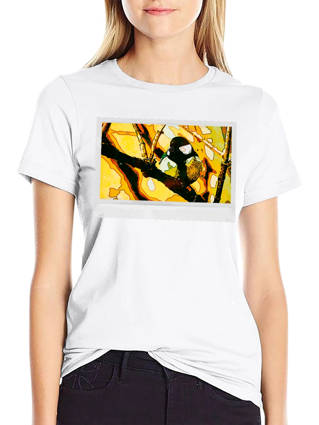 Bird on Branch Graphic T-Shirt - Black