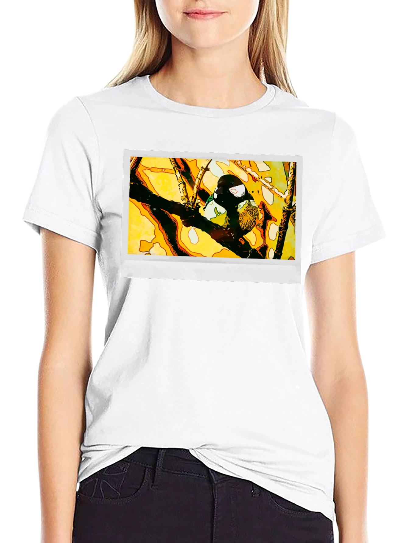 Bird on Branch Graphic T-Shirt - Black