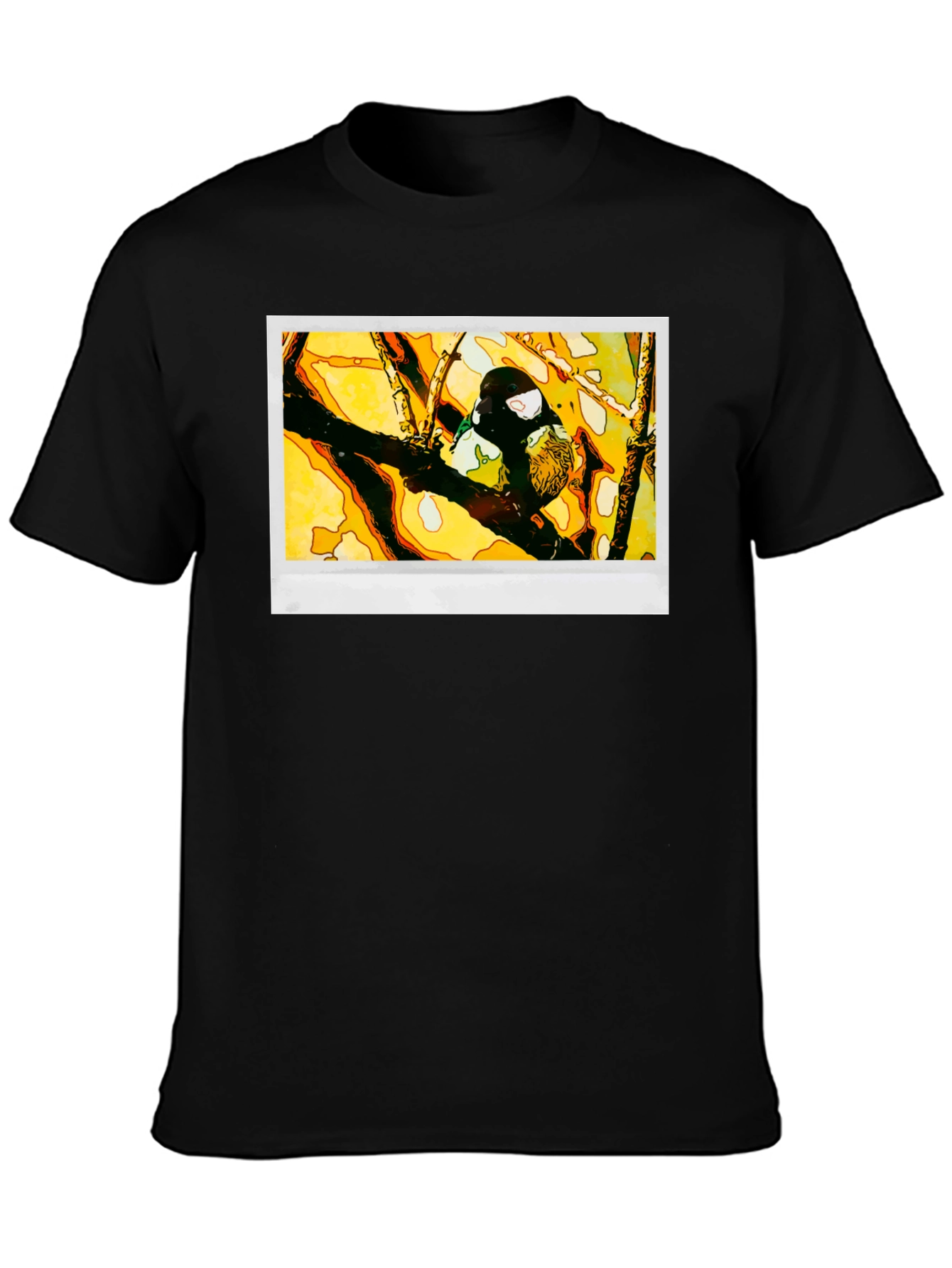 Bird on Branch Graphic T-Shirt - Black