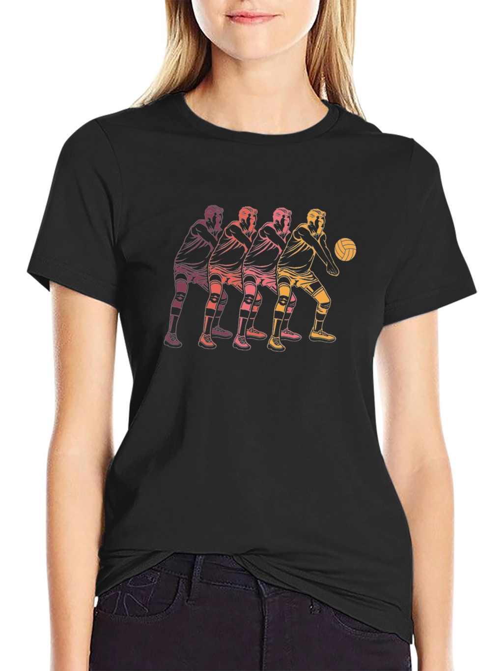 Volleyball Player Graphic Black T-Shirt