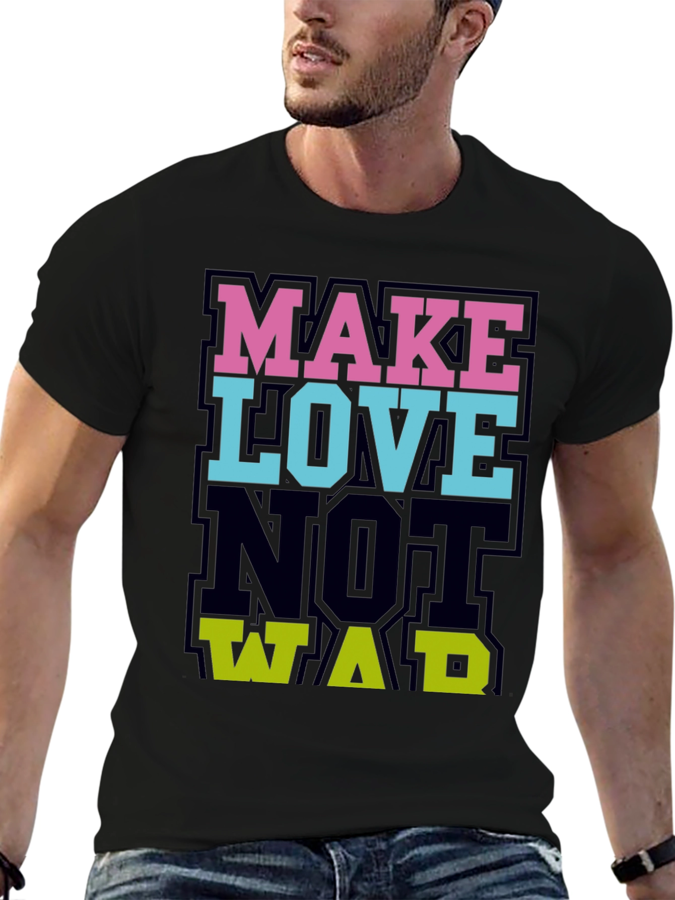Make Love Not War Graphic Tee - Black
