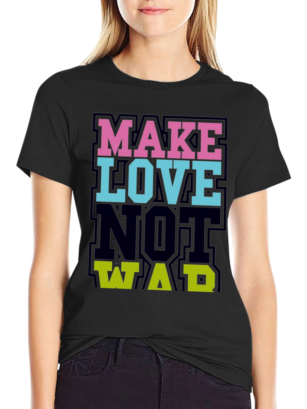 Make Love Not War Graphic Tee - Black