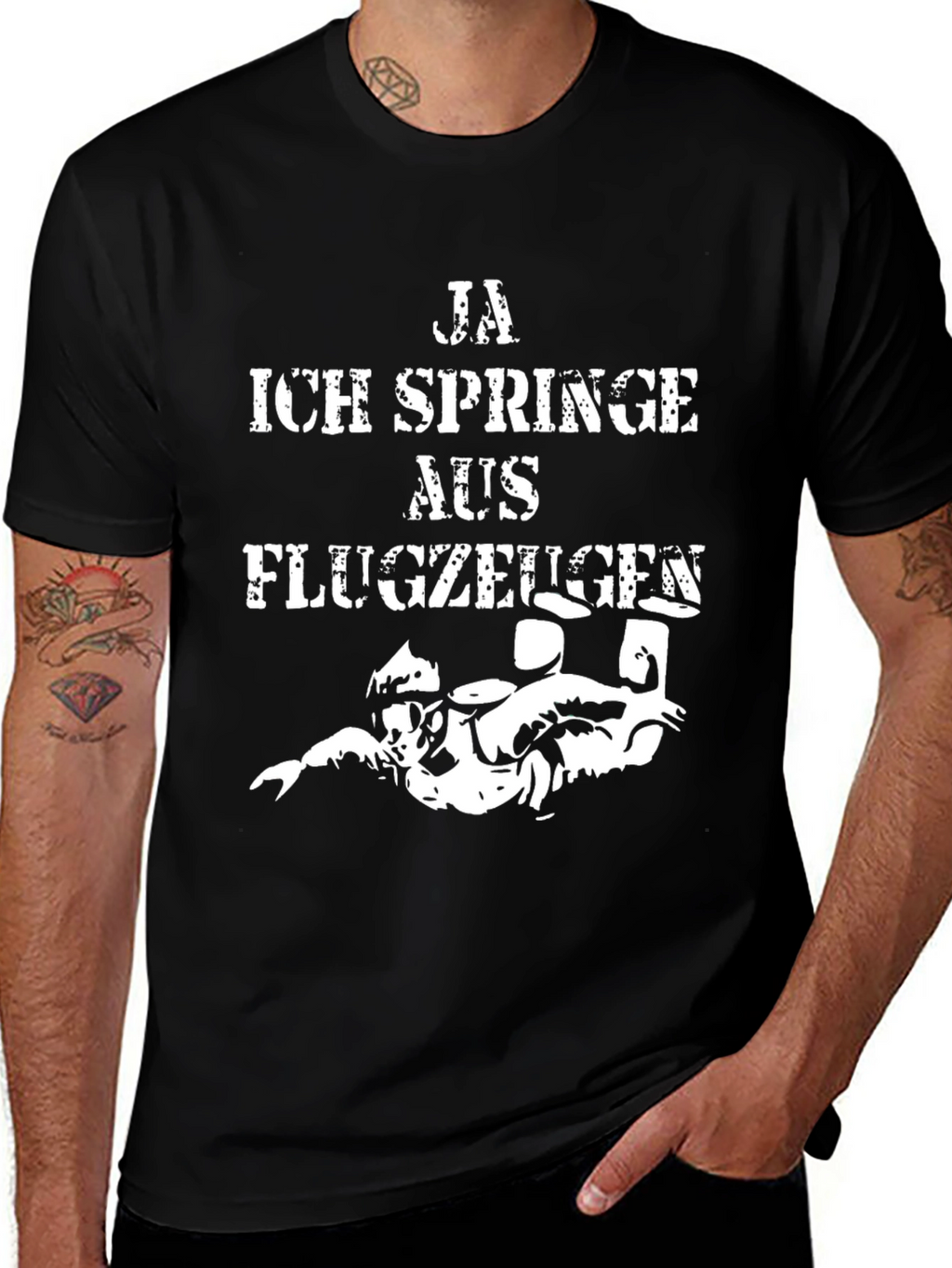 Ja Ich Springe Aus Flugzeugen Funny Skydiving T-Shirt
