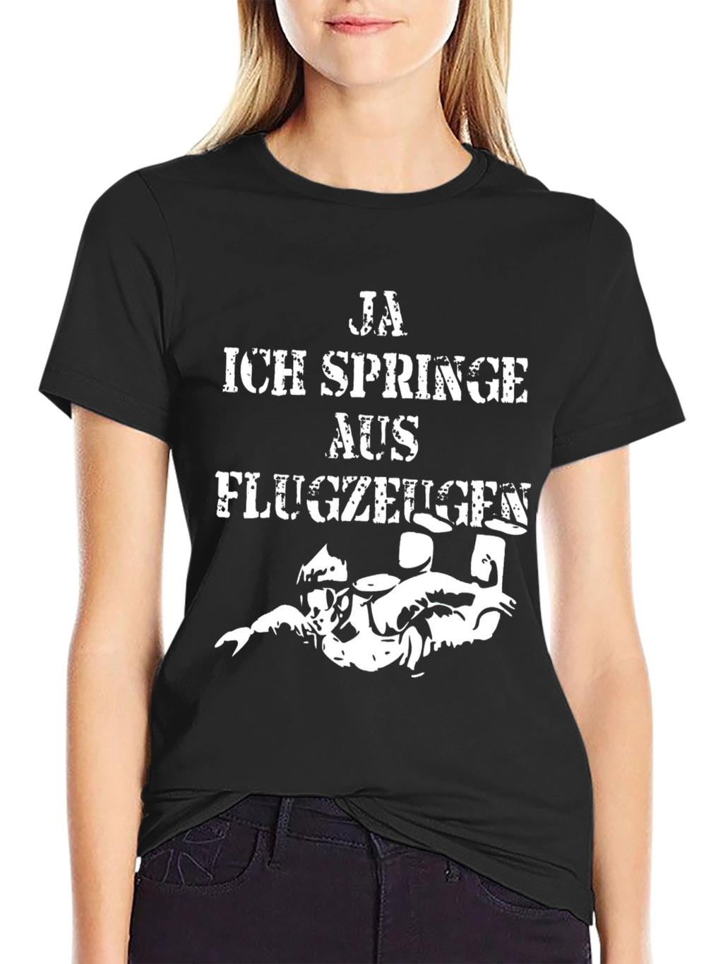 Ja Ich Springe Aus Flugzeugen Funny Skydiving T-Shirt